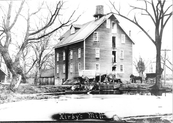 Photo_ Kirby's Mill w Kirby Bros Wagon, Canoe