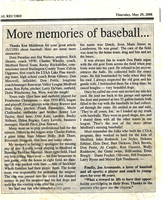 2008 May 28 Central Record Article More Memories of Baseball