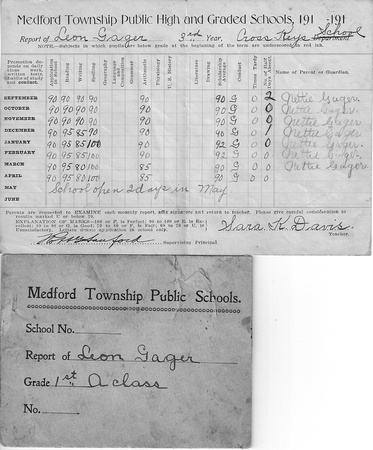 Photo_CKSH_Leon Gager 3rd Grade Y.E. Report Card 1913_1914