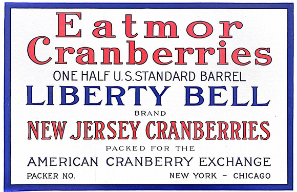 Liberty Bell New Jersey Cranberry label