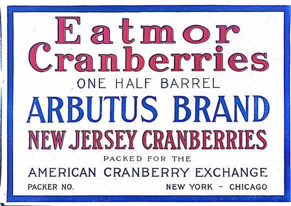 Arbutus brand cranberry label
